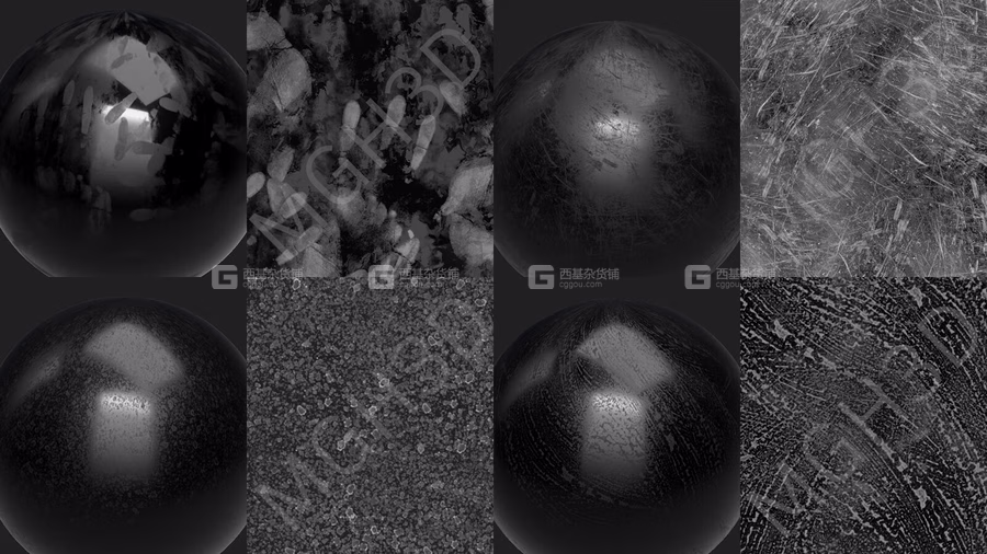 200组污垢粗糙破旧金属木材损坏贴图材质 Artstation – 200+ stencils dirt and damage, roughness, metal, wood_15.avif