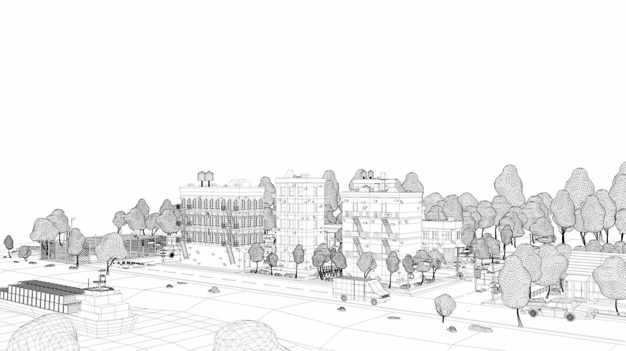 低多边形卡通楼房场景3D模型 CGTrader – Cartoon Low Poly American Dream City Pack (C4DMAXOBJFBX格式)_31.avif