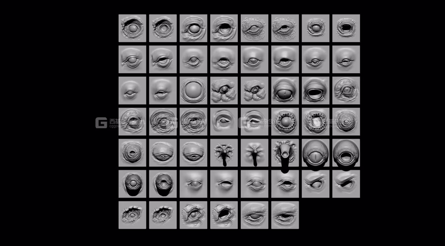 ZBrush怪物眼睛眼球笔刷模型预设 Artstation Marketplace – EYES – 28 Zbrush VDM Creature Eyes + 15 Eyeballs IMM brush_47.avif
