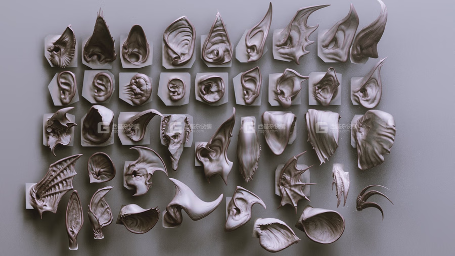 40个ZBrush怪物生物耳朵笔刷模型预设 Artstation Marketplace – EARS – 40 ZBrush VDMs_09.avif