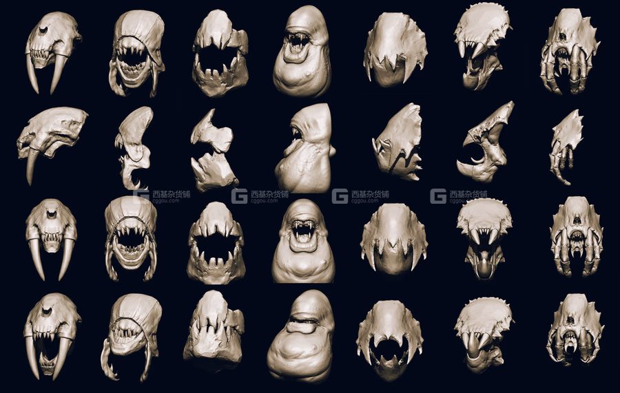 ZBrush怪物嘴巴笔刷模型预设 Artstation Marketplace – JAWS 2 – Another 33 Monster Mouths & Skulls IMM Brush_57.avif