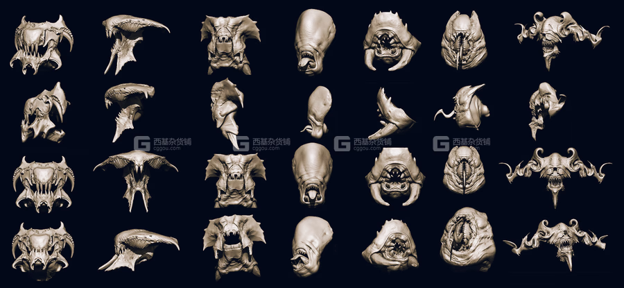 ZBrush怪物嘴巴笔刷模型预设 Artstation Marketplace – JAWS 2 – Another 33 Monster Mouths & Skulls IMM Brush_59.avif