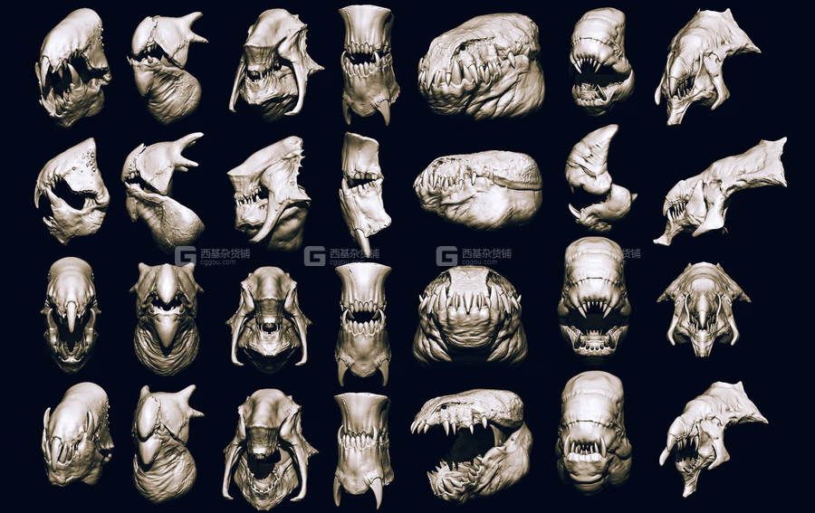 ZBrush怪物嘴巴笔刷模型预设 Artstation Marketplace – JAWS 2 – Another 33 Monster Mouths & Skulls IMM Brush_55.avif