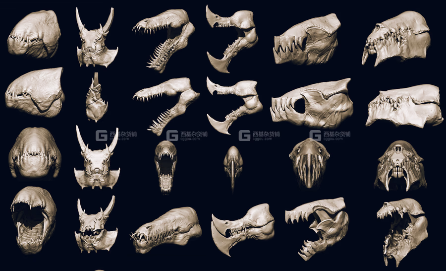 ZBrush怪物嘴巴笔刷模型预设 Artstation Marketplace – JAWS 2 – Another 33 Monster Mouths & Skulls IMM Brush_56.avif