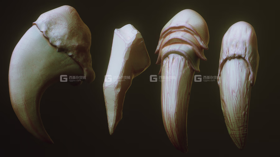 ZBrush怪物趾甲笔刷模型预设 Artstation Marketplace – NAILS – 24 Character & Creature Claws & Nails_34.avif