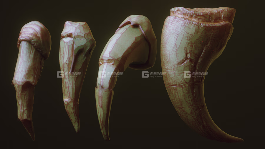 ZBrush怪物趾甲笔刷模型预设 Artstation Marketplace – NAILS – 24 Character & Creature Claws & Nails_36.avif