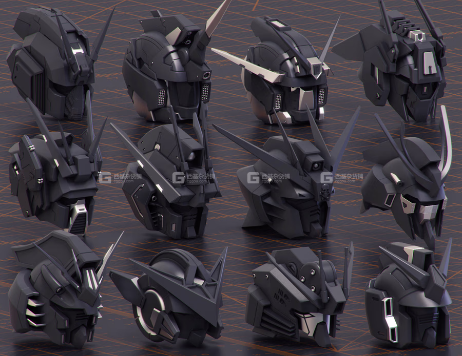 高达风格机器人头部3D模型 Artstation – Mech Warrior Hard Surface Kitbash 7 of 20 (MAX_18.avif
