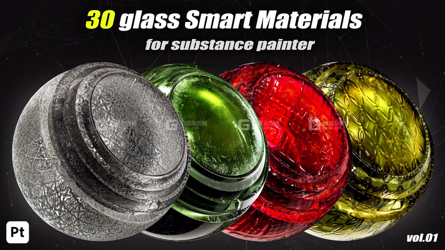 30组玻璃智能材质贴球 30 Glass Smart Materials For Substance Painter Vol.01_01.avif