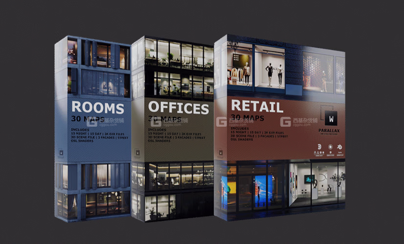 办公室商店房间窗户视差贴图 wParallax Bundle Pack (C4DMAXFBX格式)_17.avif