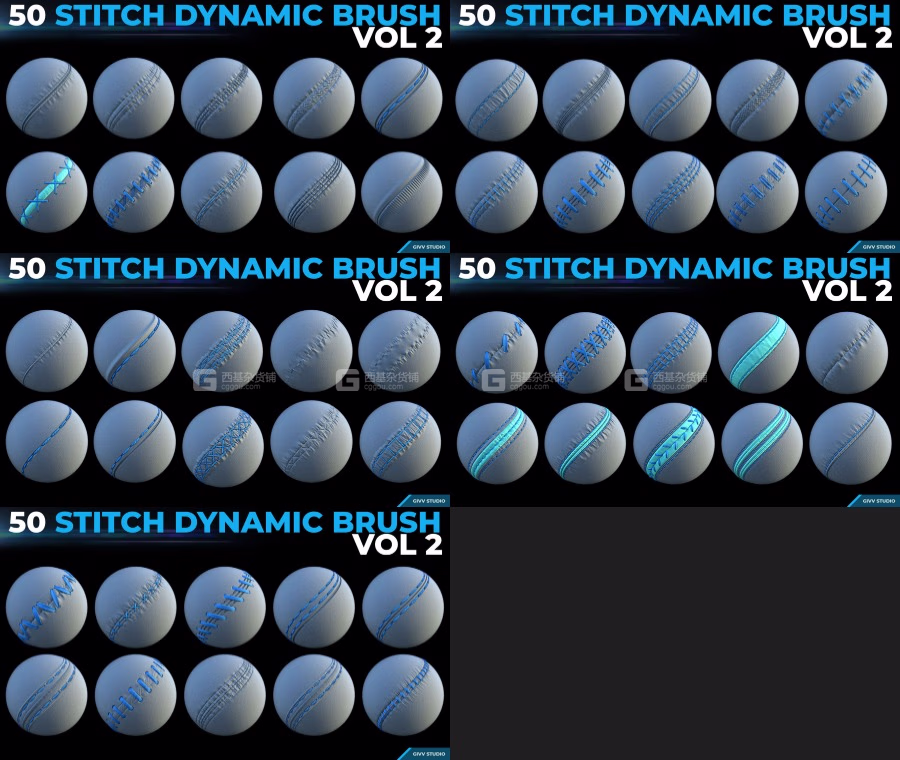 缝合与接缝动态笔刷 Dynamic Brush – Stitches and Seam VOL 2 (.sbsar) + (.png alpha included)_13.avif