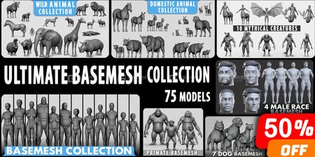 人物角色动物基础3D模型 Ultimate Basemesh Collection (BlenderFBXOBJMaya格式)_08.jpg