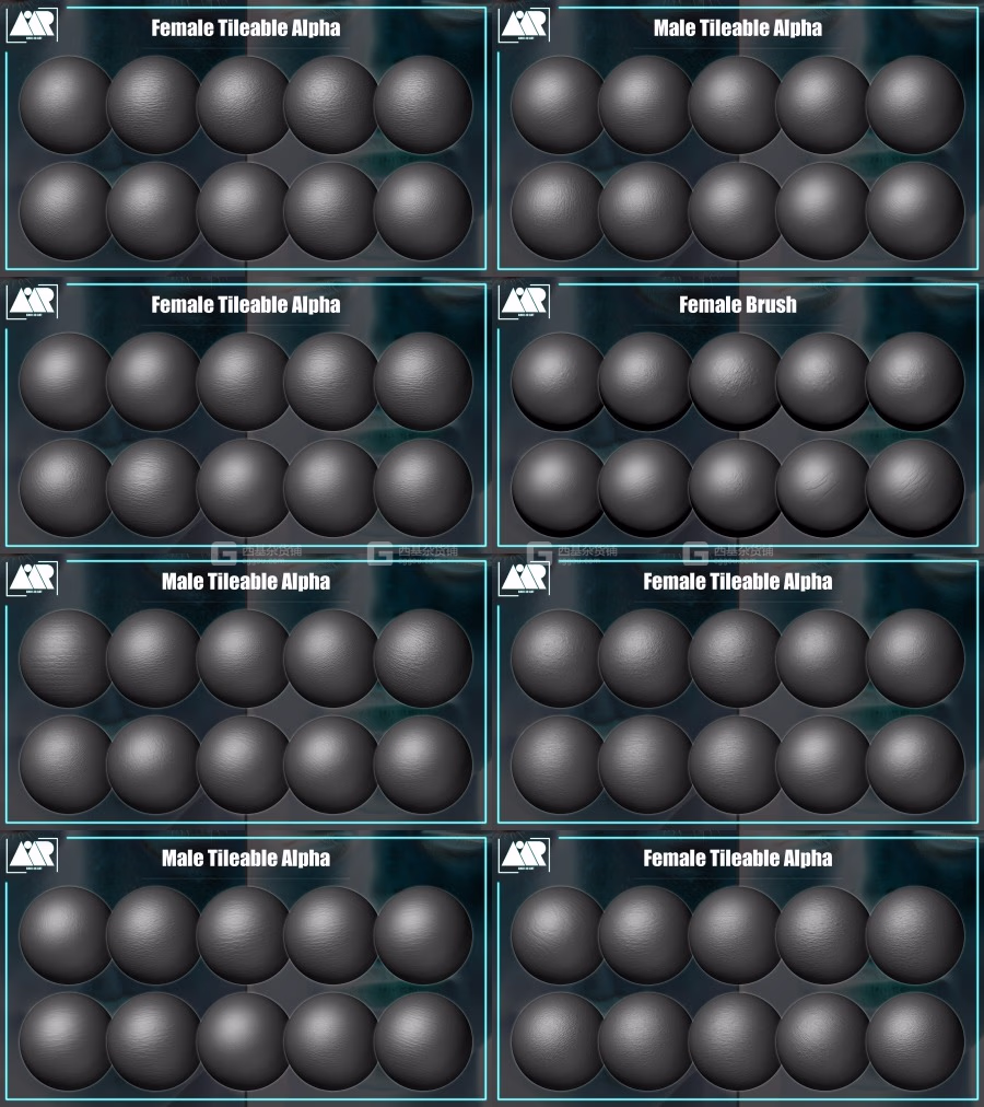 人物皮肤笔刷贴图素材 Artstation – Human Skin Kit – Tileable Alpha and Brush_14.avif