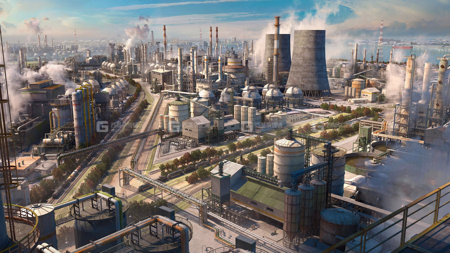 34【Kitbash3D】反应堆烟囱管道冷却塔重工业建筑楼房 Refineries_02.avif
