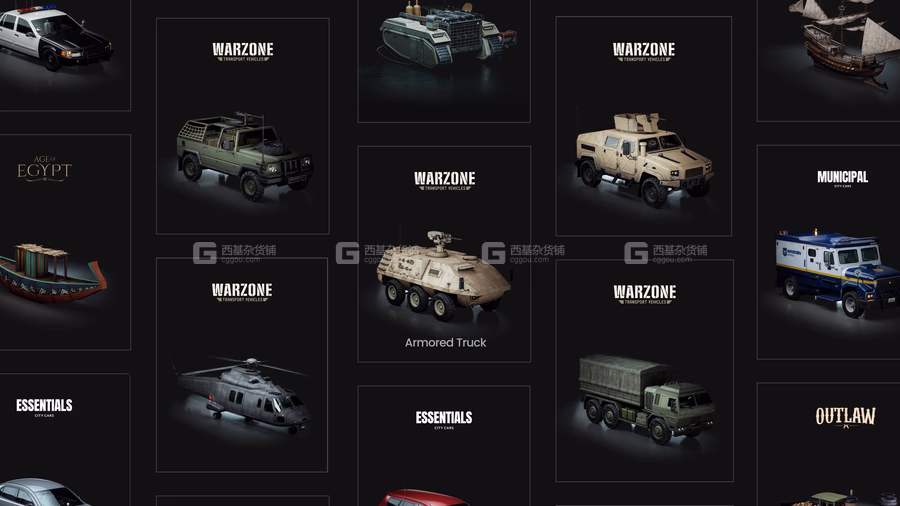35【Kitbash3D】军事车辆坦克装甲车直升机3D模型 Warzone Transport Vehicles_03.avif