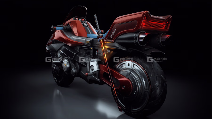 37【Kitbash3D】赛博朋克科幻摩托车汽车3D模型 Cyberpunk Vehicles_11.avif