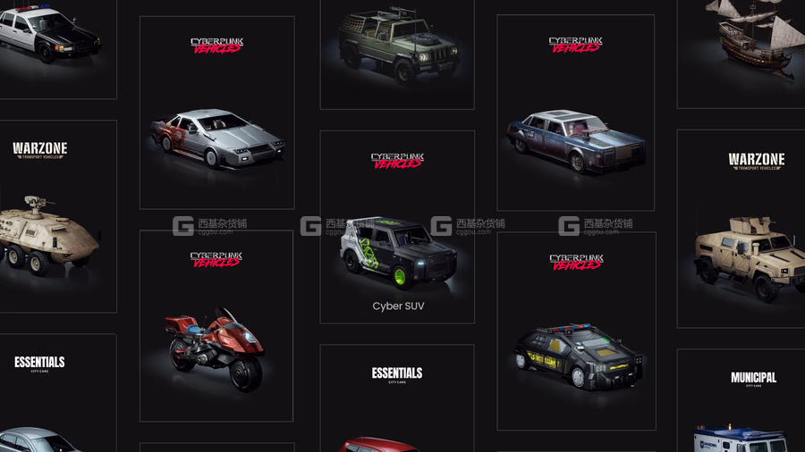 37【Kitbash3D】赛博朋克科幻摩托车汽车3D模型 Cyberpunk Vehicles_27.avif