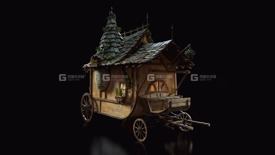 39【Kitbash3D】童话冒险奇幻乌托邦风格交通工具3D模型 Enchanted Vehicles_07.avif