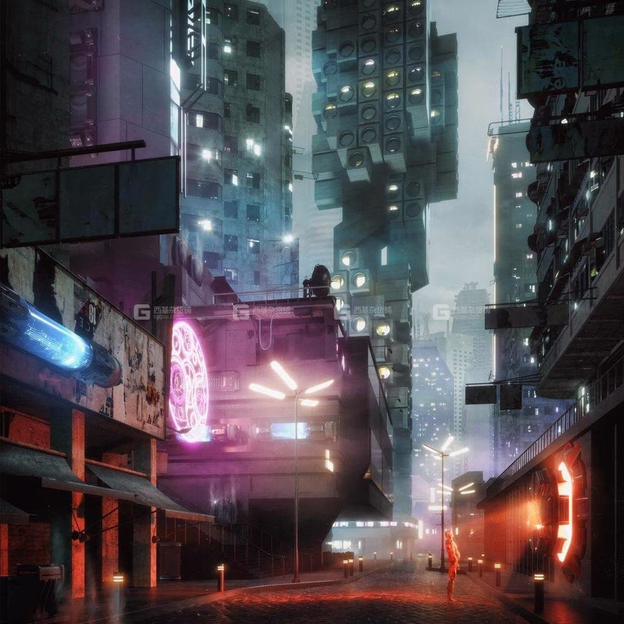 54【Kitbash3D】赛博朋克风格城市楼房建筑 Mini Kit Cyberpunk_08.avif