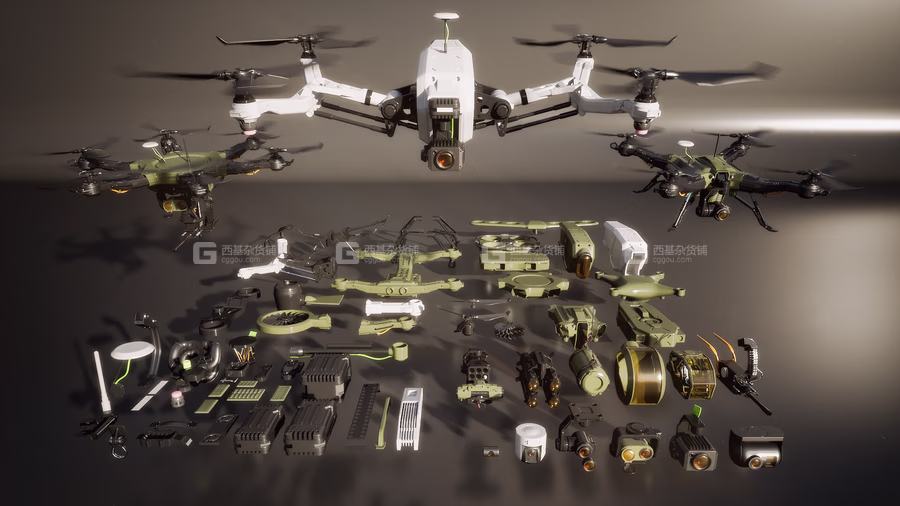 55【Kitbash3D】交通工具无人机 Drones_17.avif
