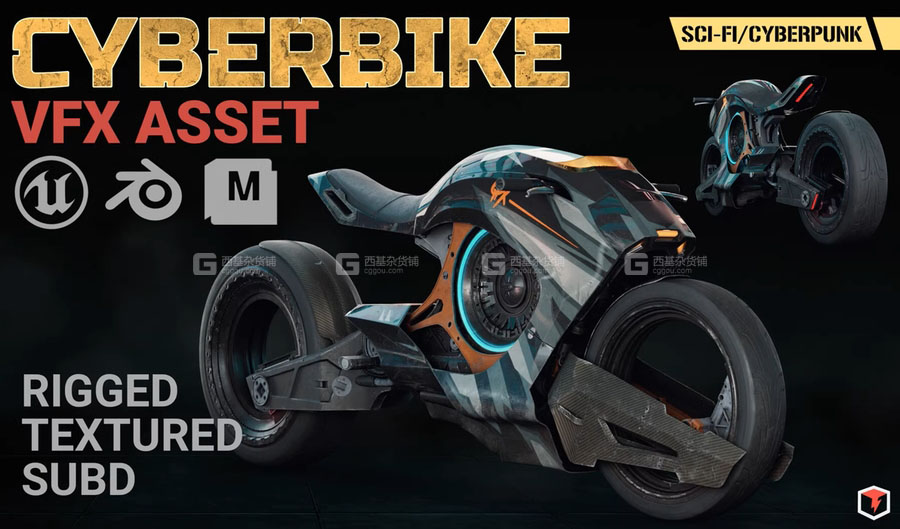 赛博朋克科幻摩托车3D模型 ArtStation Cyberbike_04.jpg