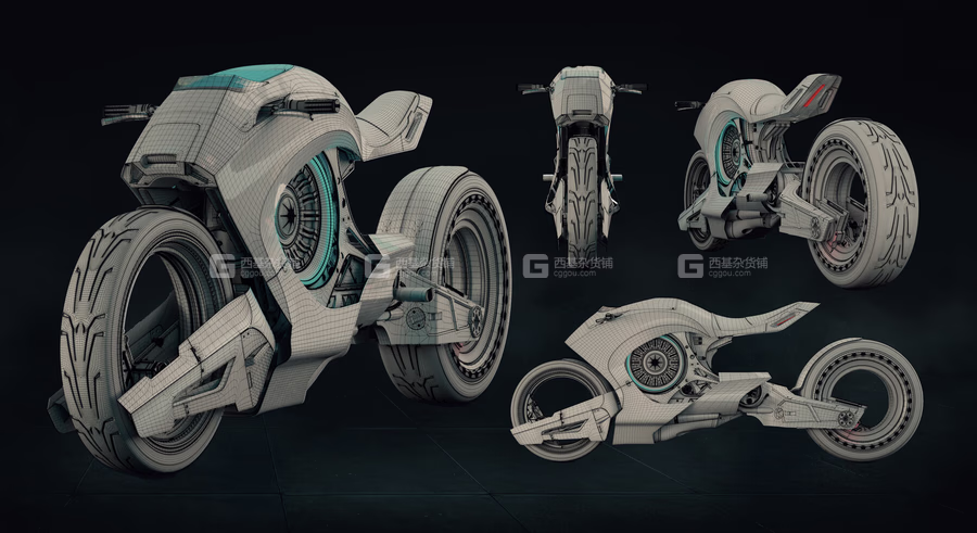 赛博朋克科幻摩托车3D模型 ArtStation Cyberbike_06.avif
