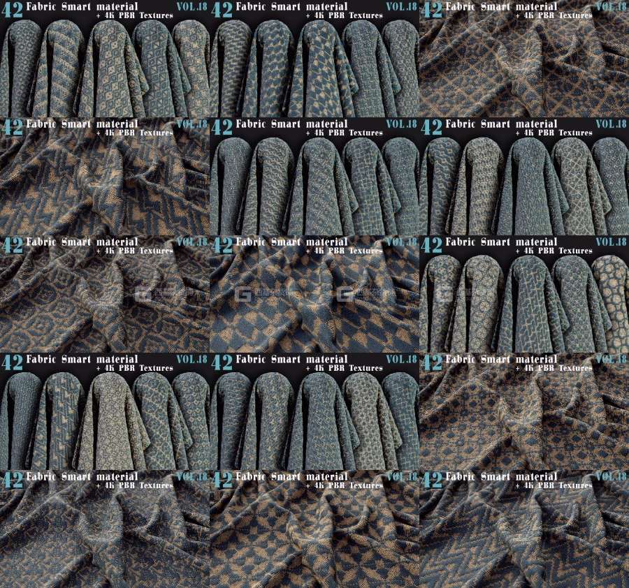 42套高质量Subtance布料智能材质球 Fabric Smart Material + 4K PBR Textures_25.avif