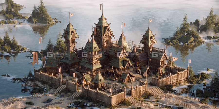 中世纪军事建筑3D模型资产预设 Asset Smash – Outpost – Medieval Military Buildings 3D Kitbash Pack_27.avif