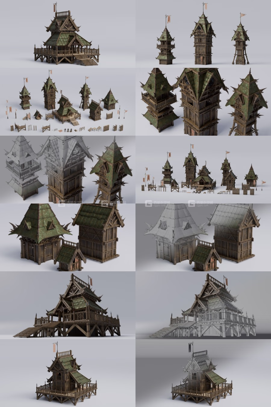 中世纪军事建筑3D模型资产预设 Asset Smash – Outpost – Medieval Military Buildings 3D Kitbash Pack_07.avif