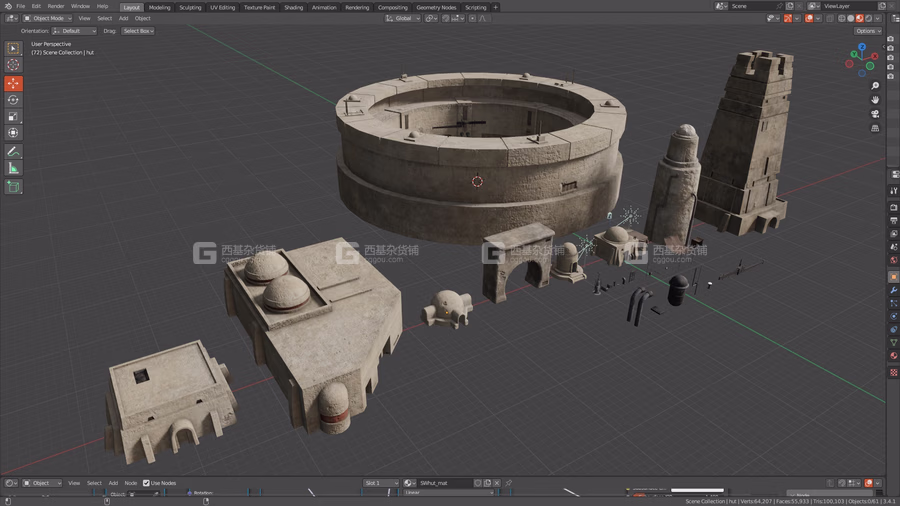 塔图因沙漠建模楼房3D模型资产预设 Tatooine Buildings Asset Pack_19.avif
