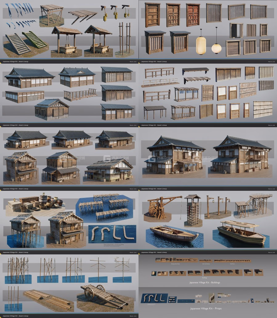 Blender日本古代建筑木屋3D模型资产 Artstation – Japanese Village Kitbash_08.avif