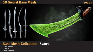 50+低多边形游戏刀剑武器3D模型 50 Sword Base MeshFM.jpg