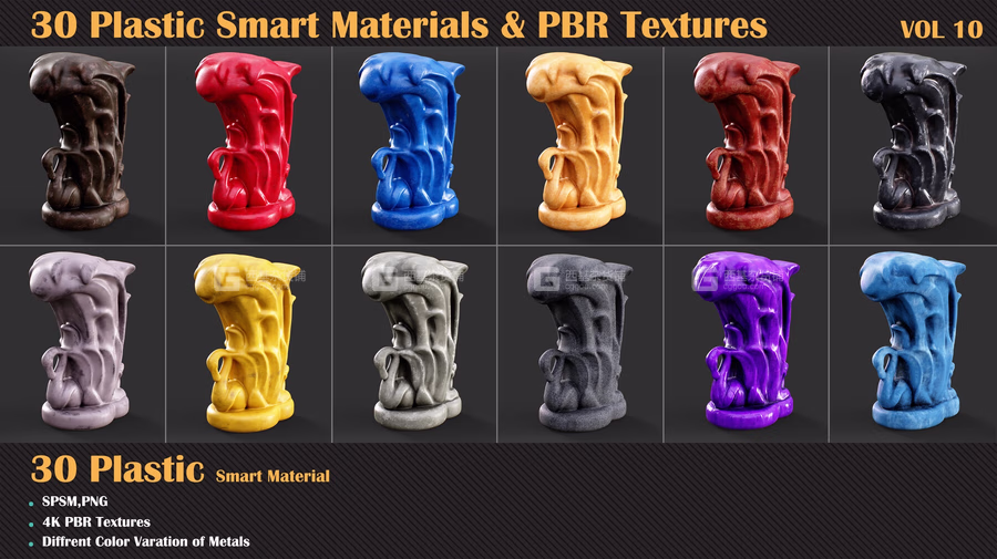 30+塑料智能贴图材质 Artstation – 30 Plastic Smart Materials & PBR Textures – VOL 10_21.avif
