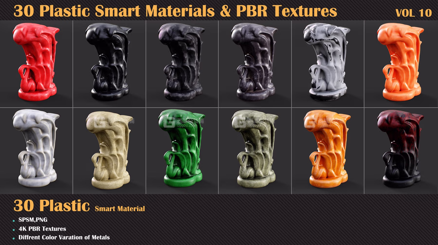 30+塑料智能贴图材质 Artstation – 30 Plastic Smart Materials & PBR Textures – VOL 10_26.avif
