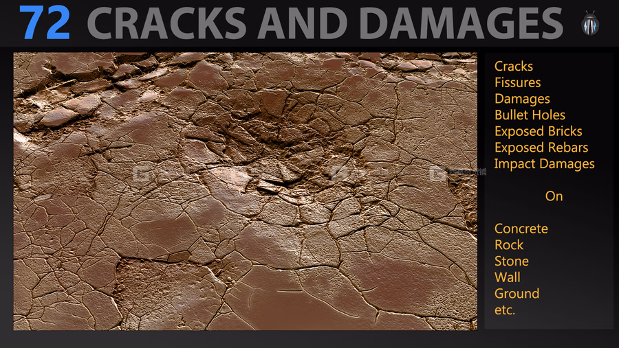 破损裂纹灰度贴图素材 Artstation – Cracks And Damages 4K Brushes and Alpha Pack_13.avif