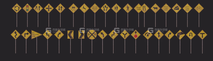道路标志路牌交通标识箭头路标资产三维模型_10.avif