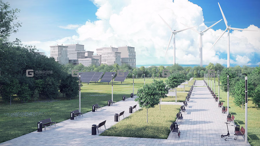 绿色新能源设备太阳能风力发电充电桩 Green Energy 3D Models Collection_21.avif