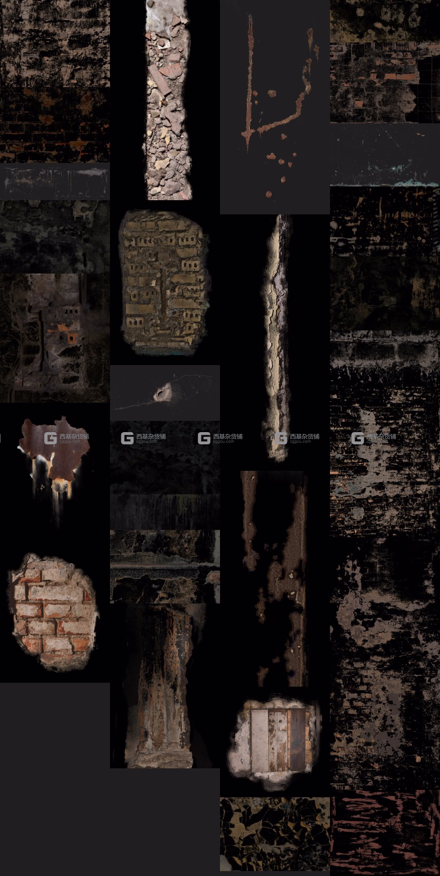 破损墙壁图片素材png Damaged Walls_01.avif