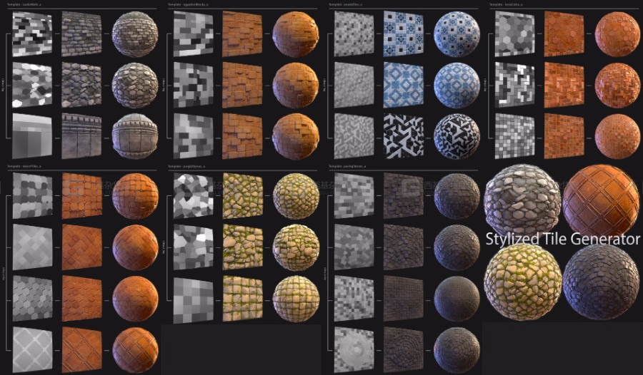 sbs风格化砖块石砖瓷砖平铺生成器 Stylized Tile Generator_02.avif