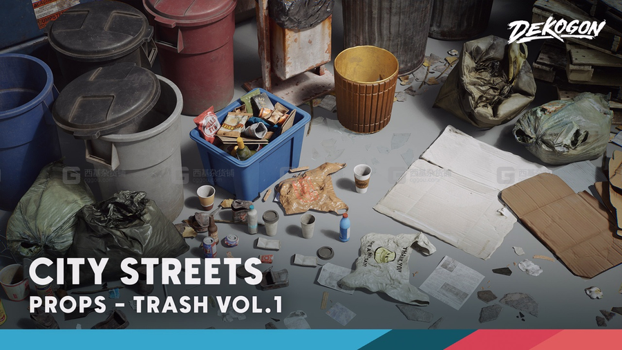 城市街道垃圾 Trash VOL.1 - City Streets (Nanite and Low Poly Versions)_01.avif